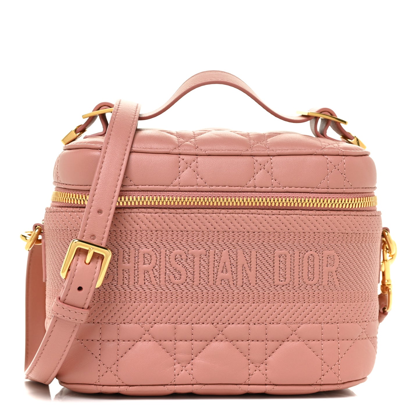 Lambskin Cannage Small Diortravel Vanity Case Pink