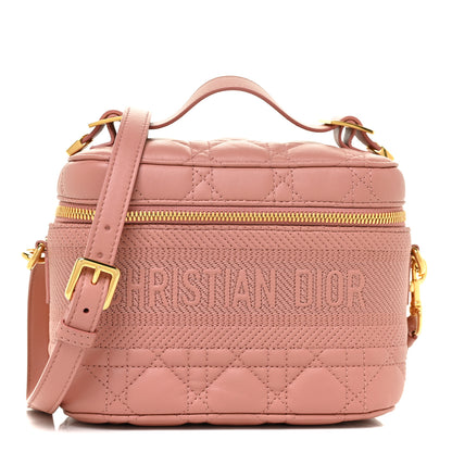 Christian Dior Lambskin Cannage Small Diortravel Vanity Case Pink 1 of 9