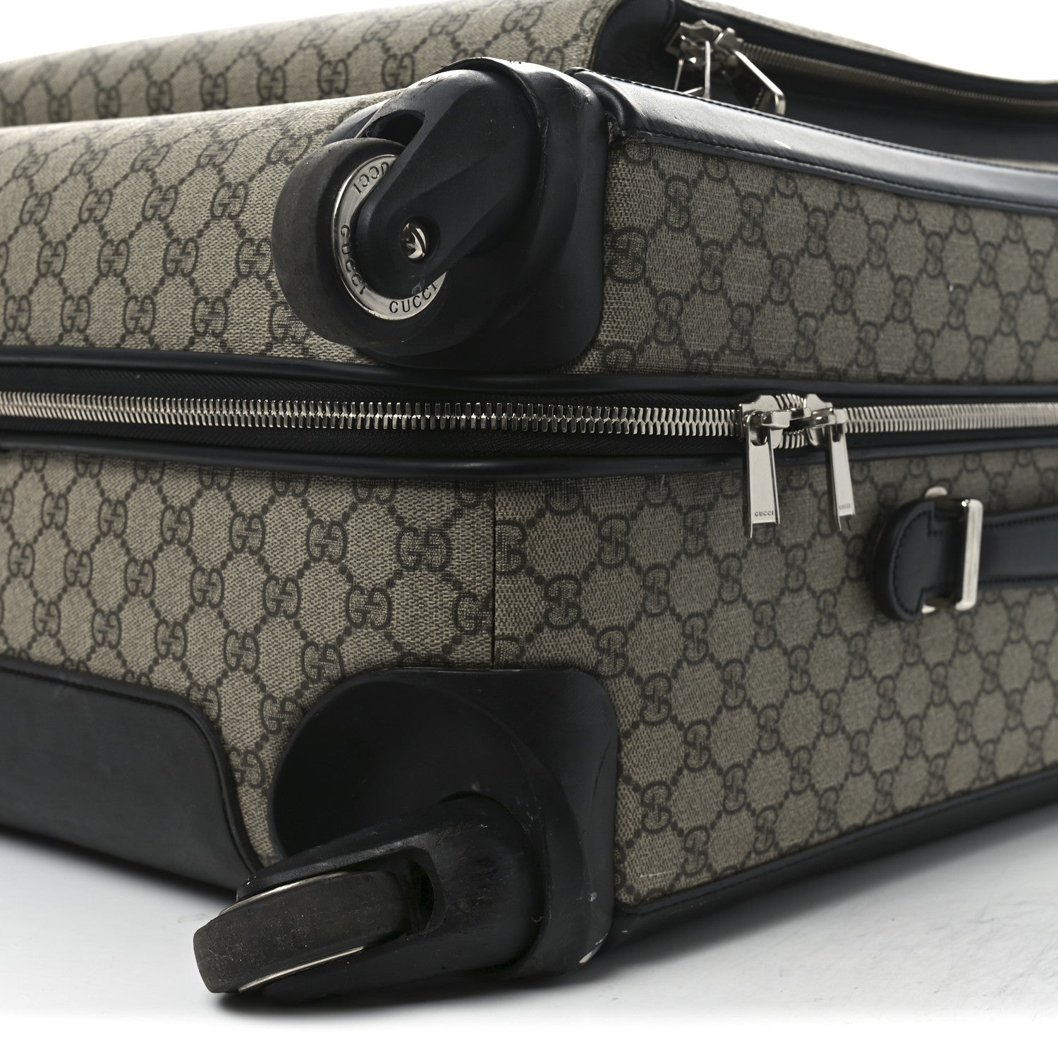 Gucci GG Supreme Monogram Four Wheel Suitcase Black 10 of 14