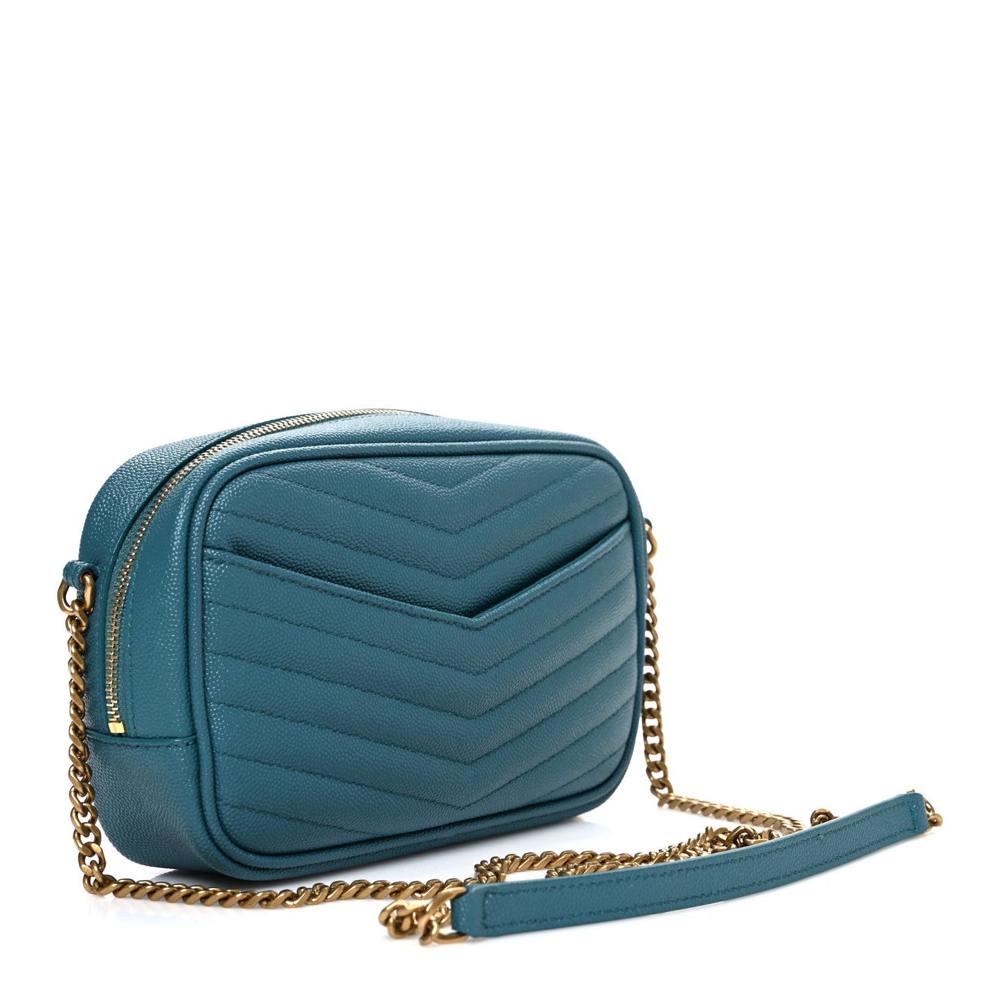 Grain De Poudre Matelasse Monogram Mini Lou Camera Bag Blue Vert