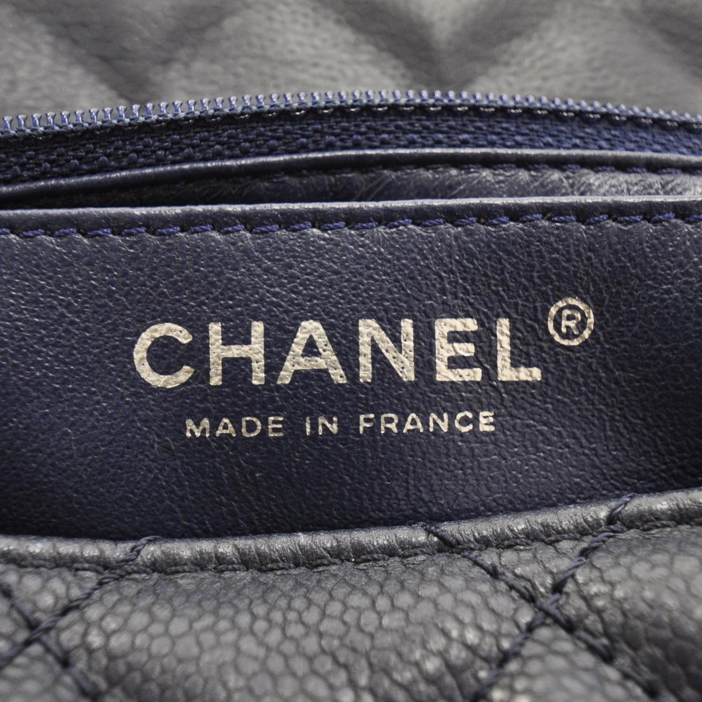 Washed Caviar Maxi Flap Navy Blue SHW