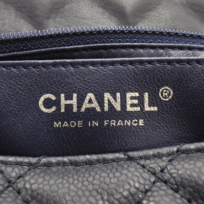 Chanel Washed Caviar Maxi Flap Navy Blue SHW 7 of 10