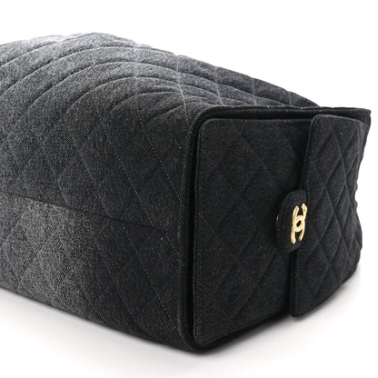 Chanel Washed Denim Quilted Large Chanel 25 Handbag Black 11 of 11