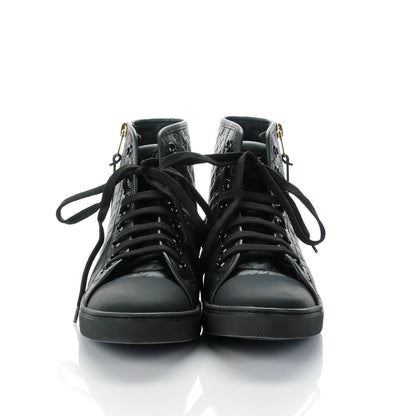Louis Vuitton Calfskin Embossed Monogram Punchy High Top Sneakers 38 Black 2 of 6