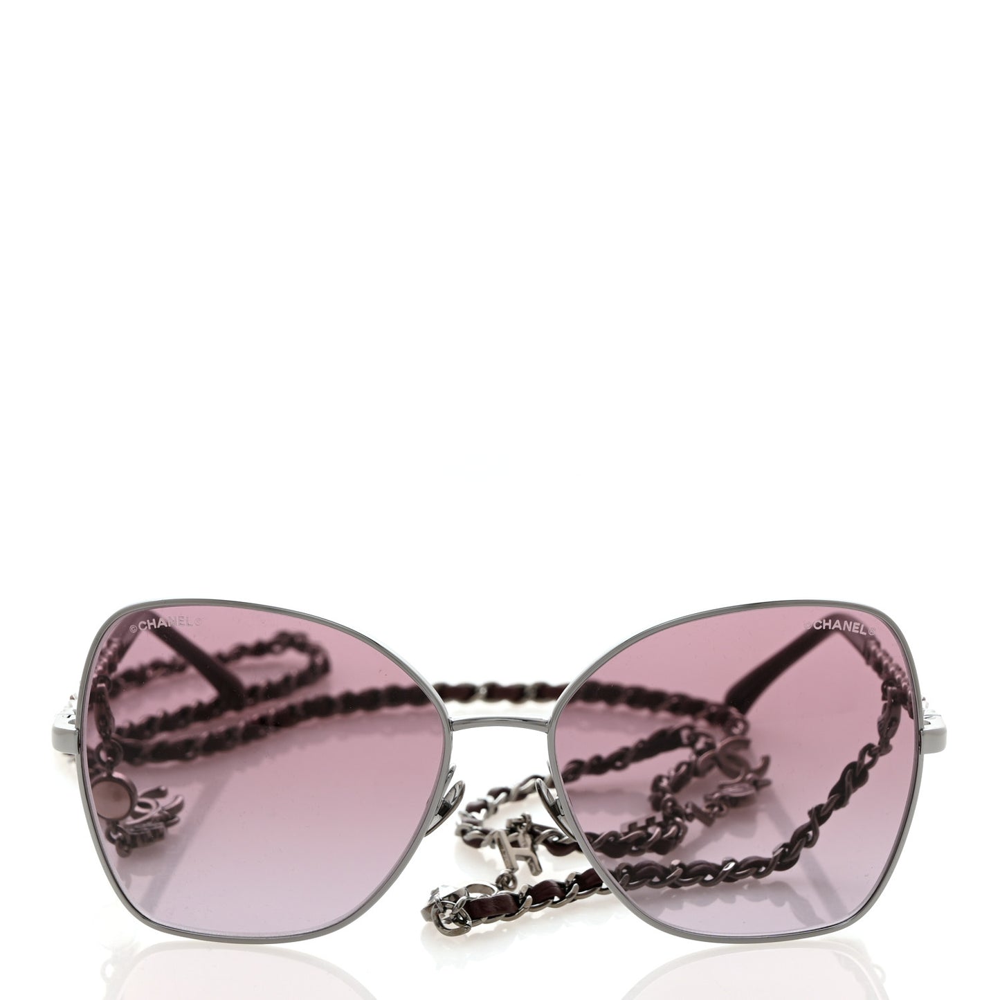Metal Square Frame Chain Sunglasses 4274-Q Purple