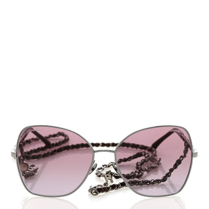 Chanel Metal Square Frame Chain Sunglasses 4274-Q Purple 3 of 9