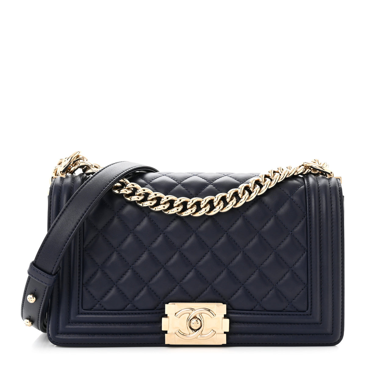 Chanel Lambskin Quilted Medium Boy Flap Navy 1 of 11