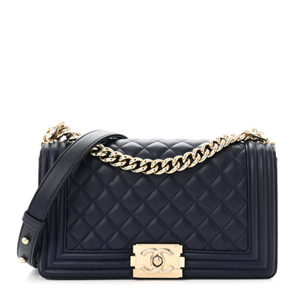 Chanel Lambskin Quilted Medium Boy Flap Navy 1 of 11