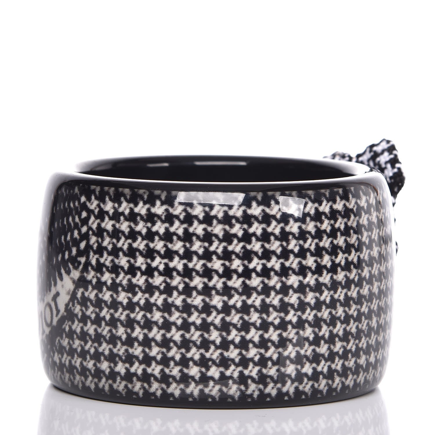 Christian Dior Resin Tweed Crystal Houndstooth Print Wide Bracelet Black 3 of 3