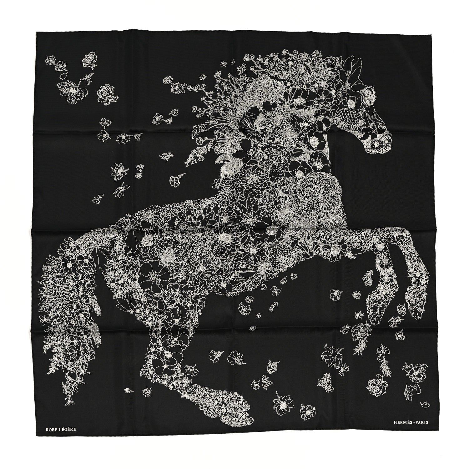 Hermes Silk Robe Legere Scarf 90 Black White 1 of 7