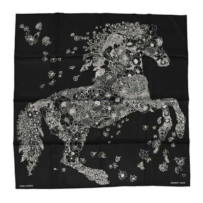 Hermes Silk Robe Legere Scarf 90 Black White 1 of 7