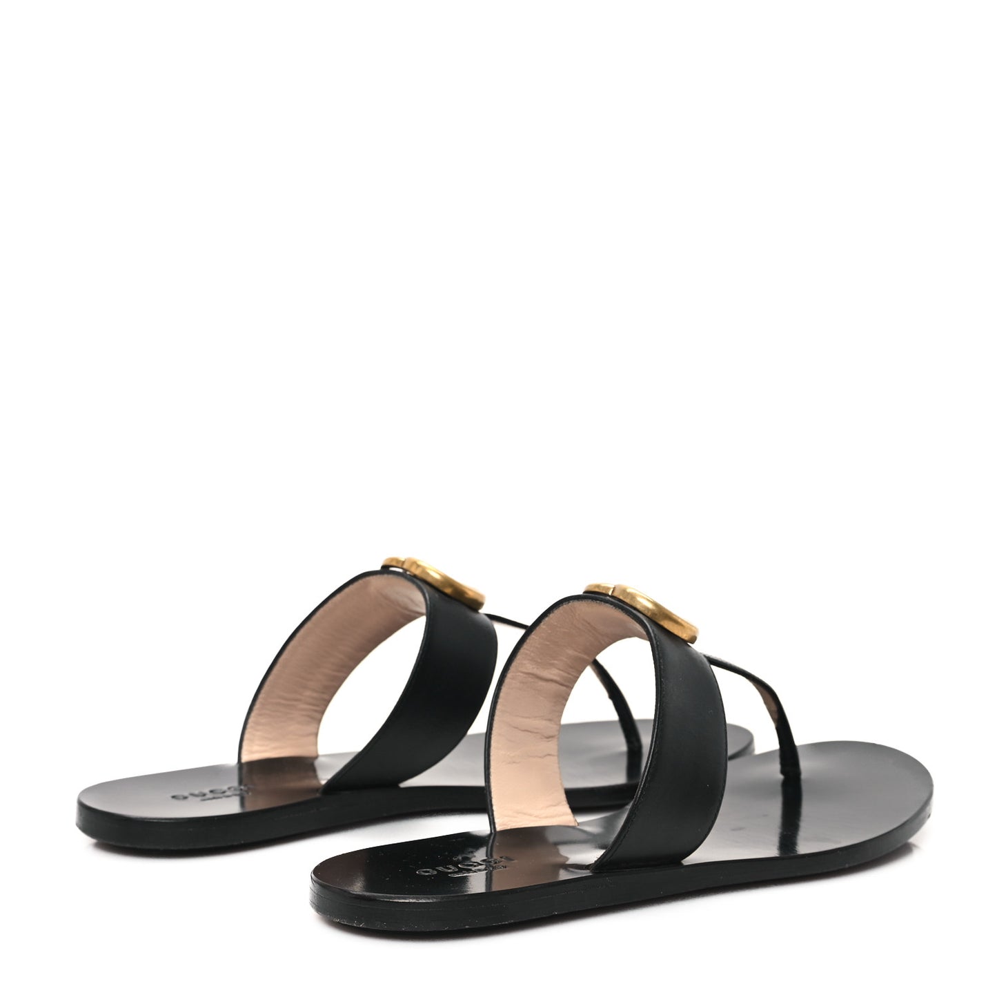 Calfskin GG Marmont Thong Sandals 36.5 Black