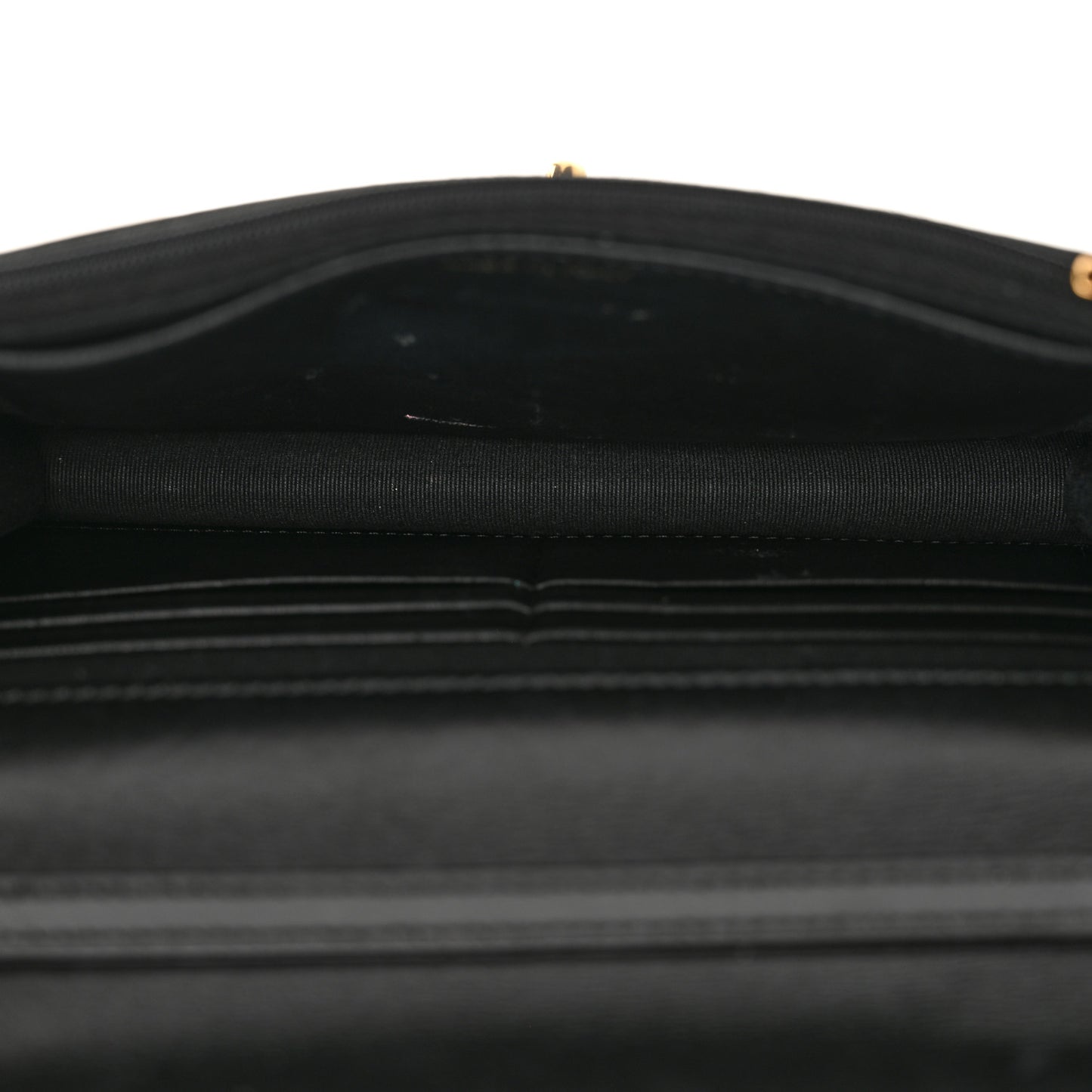 Shiny Lambskin Quilted Golden Links Wallet On Chain WOC Black