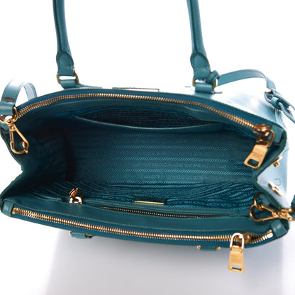 Prada Saffiano Galleria Small Double Zip Tote Turchese 6 of 11