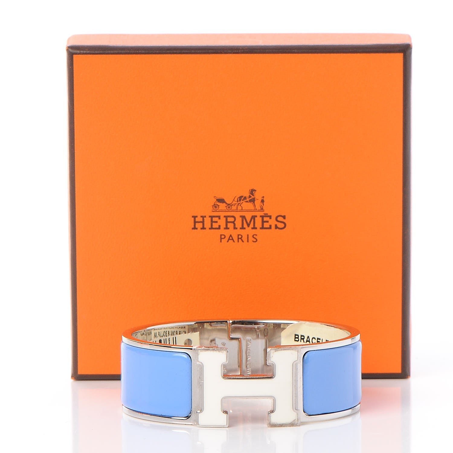 Hermes Enamel Wide Clic Clac H Bracelet PM Blanc Bleu Transat 6 of 6
