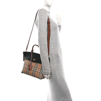 Burberry Calfskin Vintage Check Small Society Top Handle Bag Archive Beige Black 2 of 9