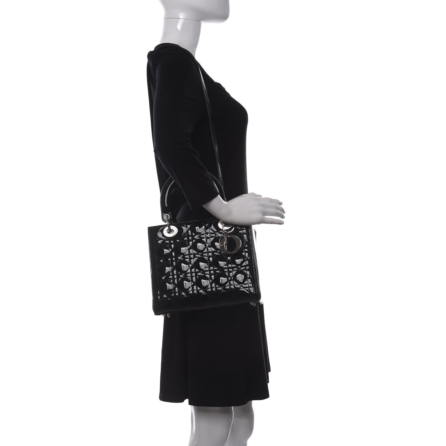 Christian Dior Patent Cannage Medium Lady Dior Black 2 of 10