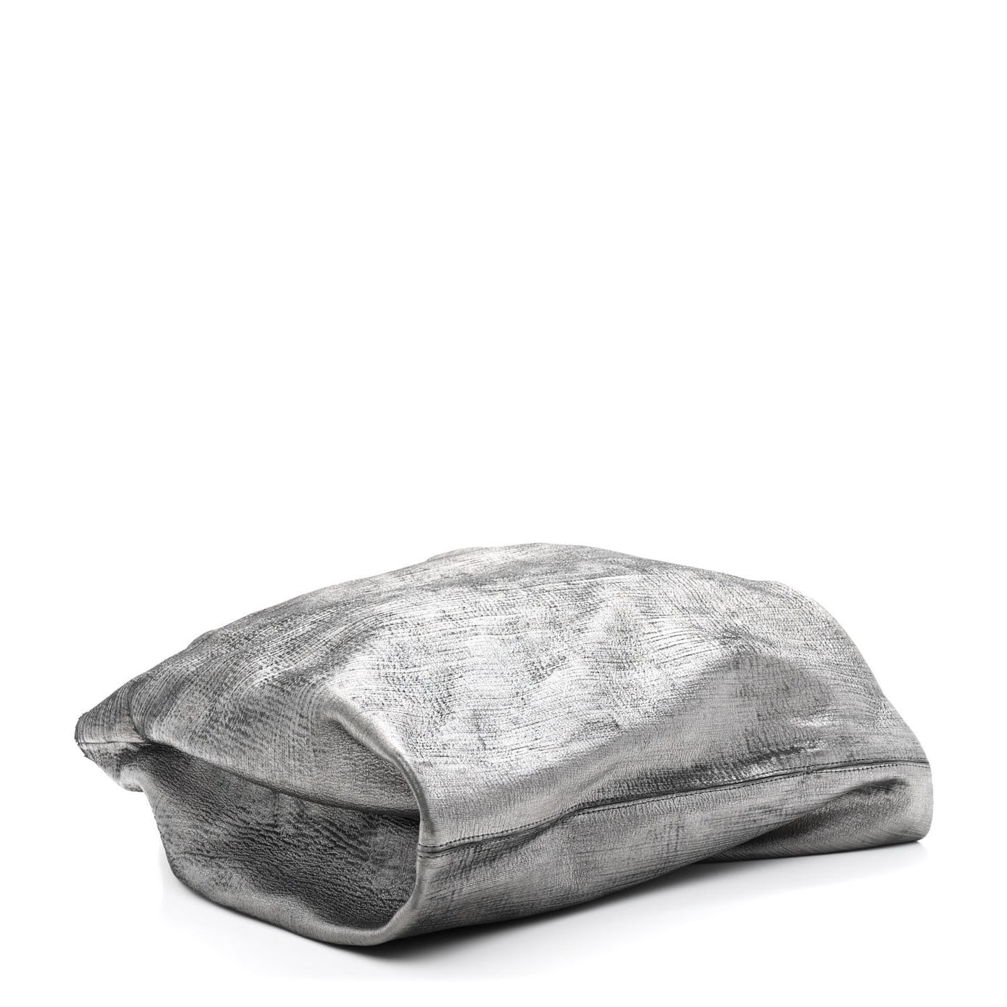 Metallic Pleated Calfskin Hilary Tote Silver