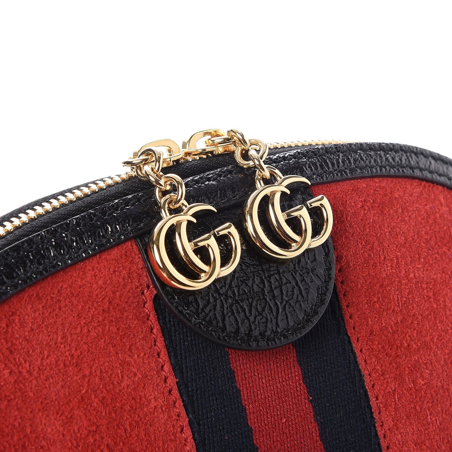 Suede Patent Web GG Small Ophidia Dome Shoulder Bag Hibiscus Red
