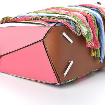 Loewe Calfskin Small Fringe Puzzle Bag Pink Multicolor 6 of 9