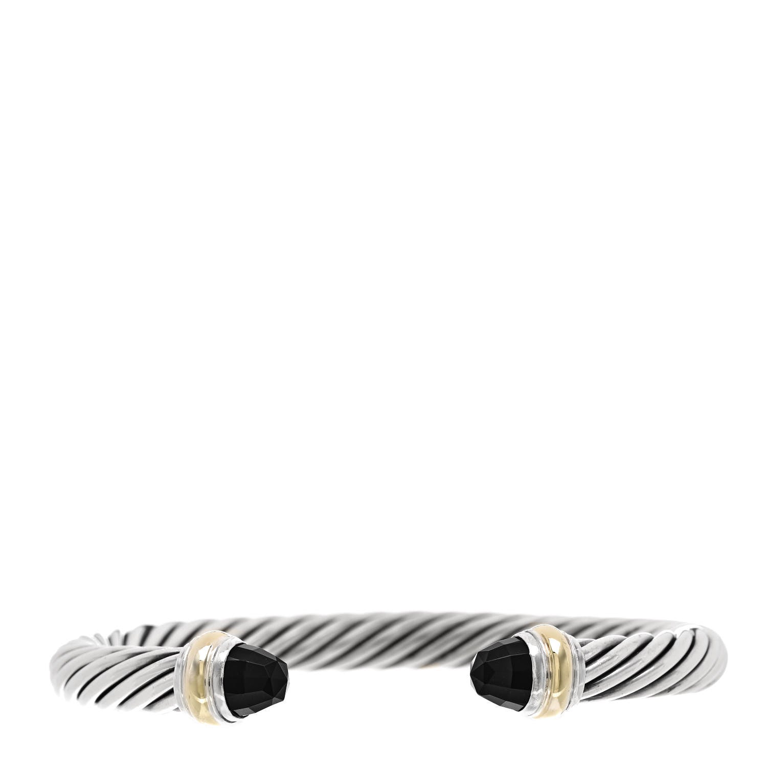 David Yurman Sterling Silver 14K Yellow Gold Black Onyx 7mm Cable Classics Bracelet 1 of 4
