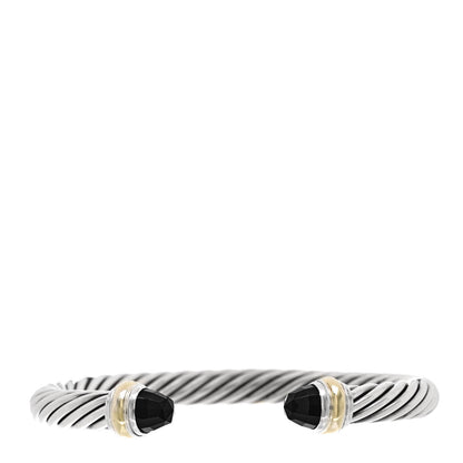 David Yurman Sterling Silver 14K Yellow Gold Black Onyx 7mm Cable Classics Bracelet 1 of 4