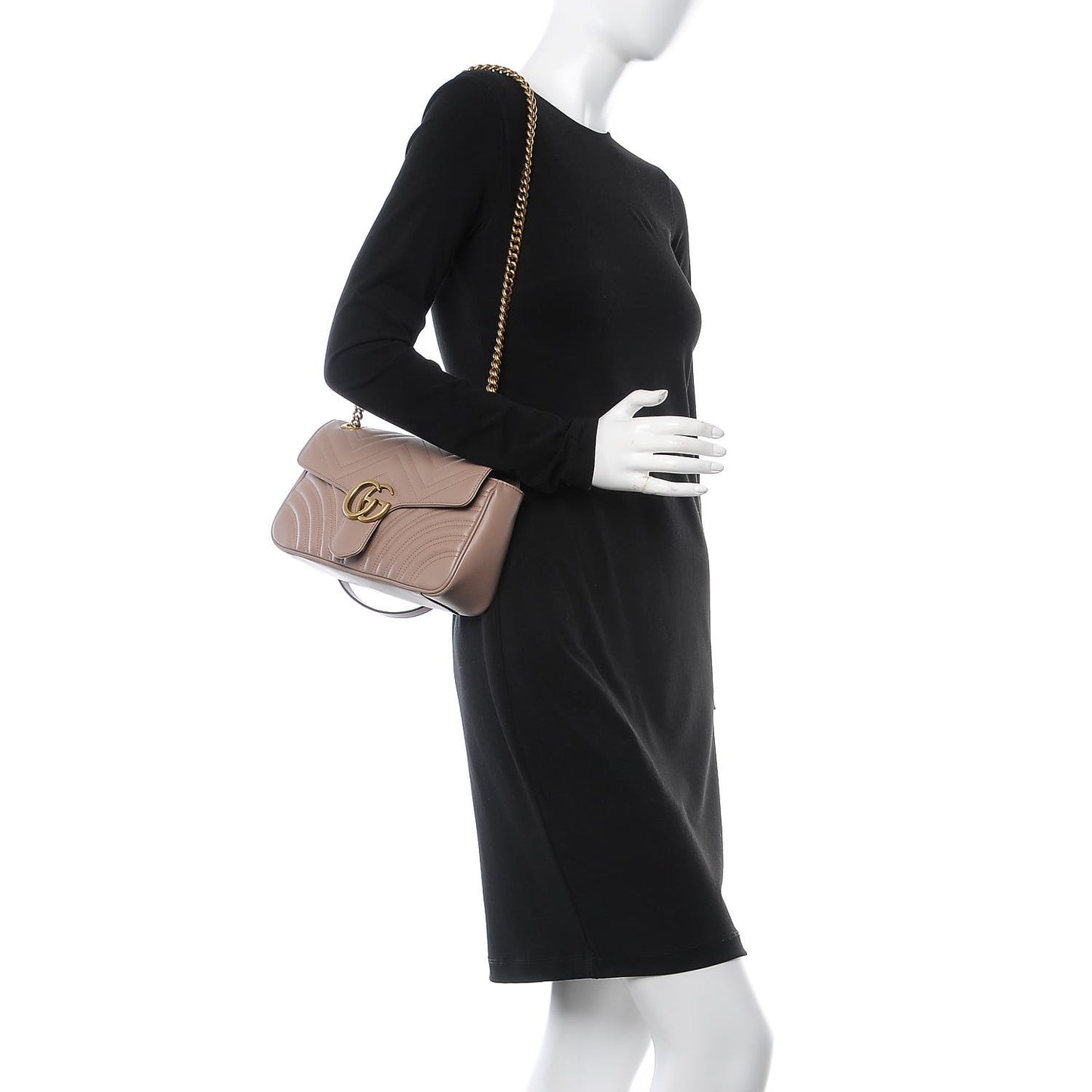 Calfskin Matelasse Small GG Marmont Shoulder Bag Porcelain Rose