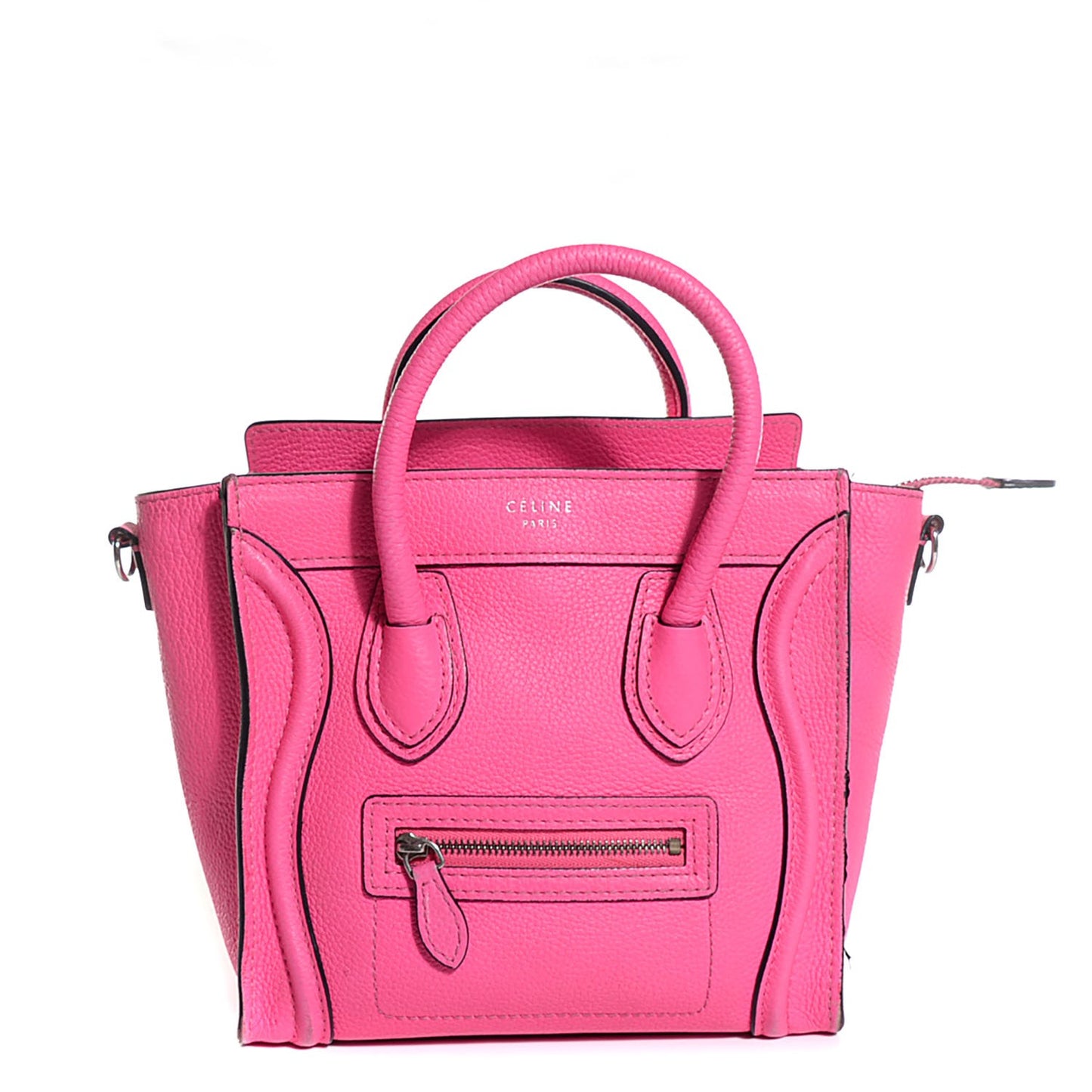 Drummed Calfskin Nano Luggage Fluo Pink