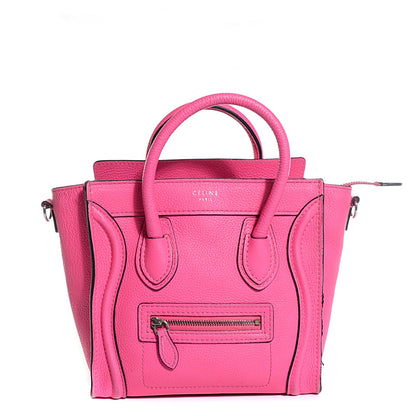 Celine Drummed Calfskin Nano Luggage Fluo Pink 1 of 7