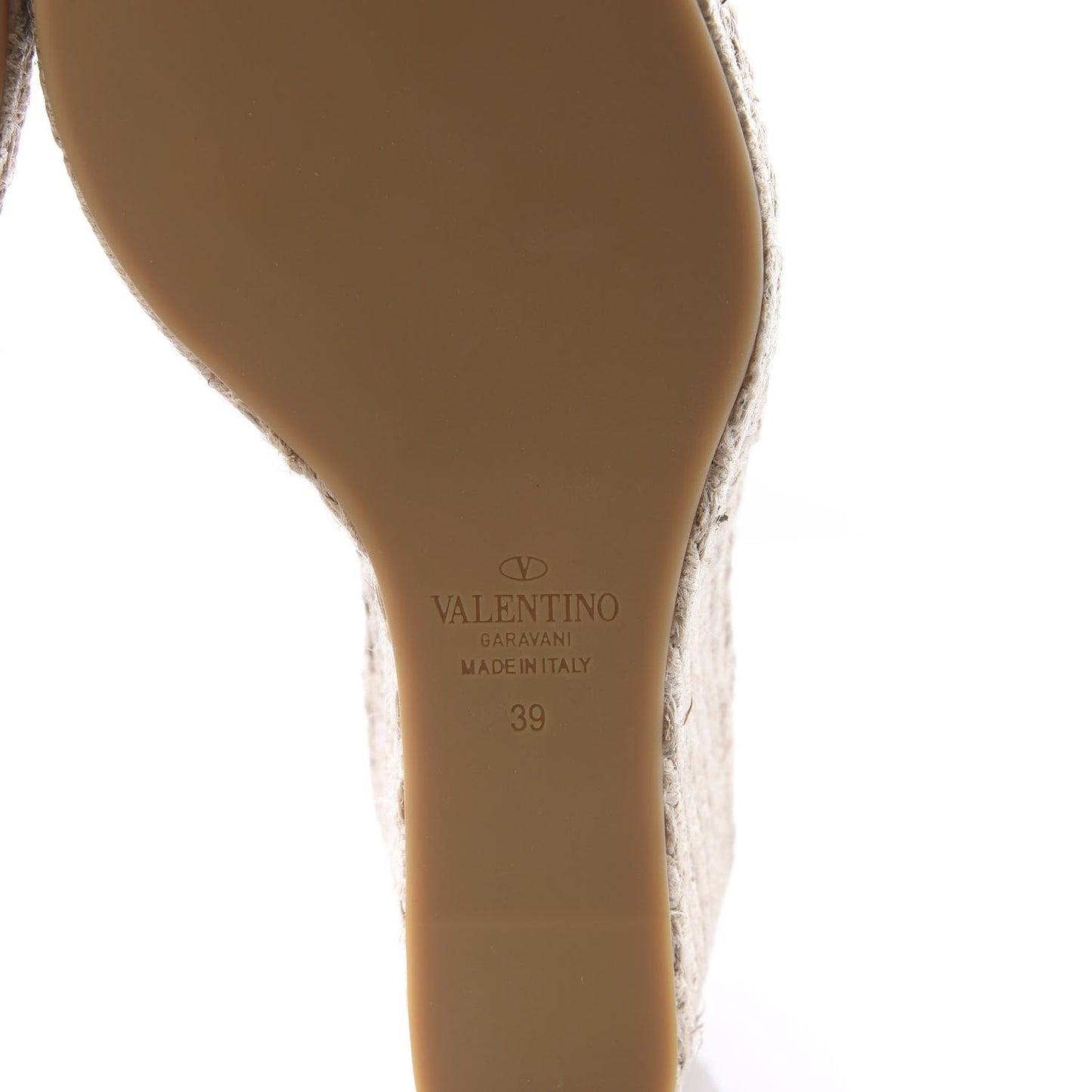 Grained Calfskin Rockstud Ankle Strap Espadrille 15/105mm Wedge Sandals 39 Rose Quartz Natural