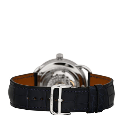 Hermes Stainless Steel Alligator 43mm Arceau Grande Lune Automatic Watch Bleu Abysse 3 of 5