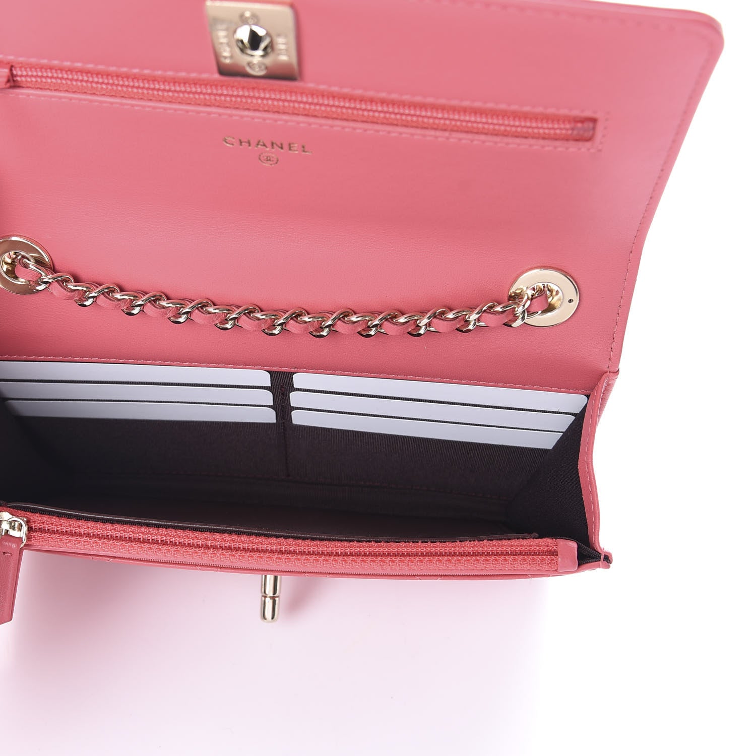 Chanel Lambskin Quilted Trendy CC Wallet On Chain WOC Bright Pink 5 of 10