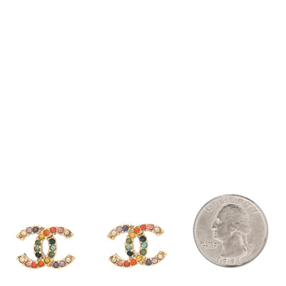 Chanel Crystal Over The Rainbow CC Earrings Gold Multicolor 2 of 6
