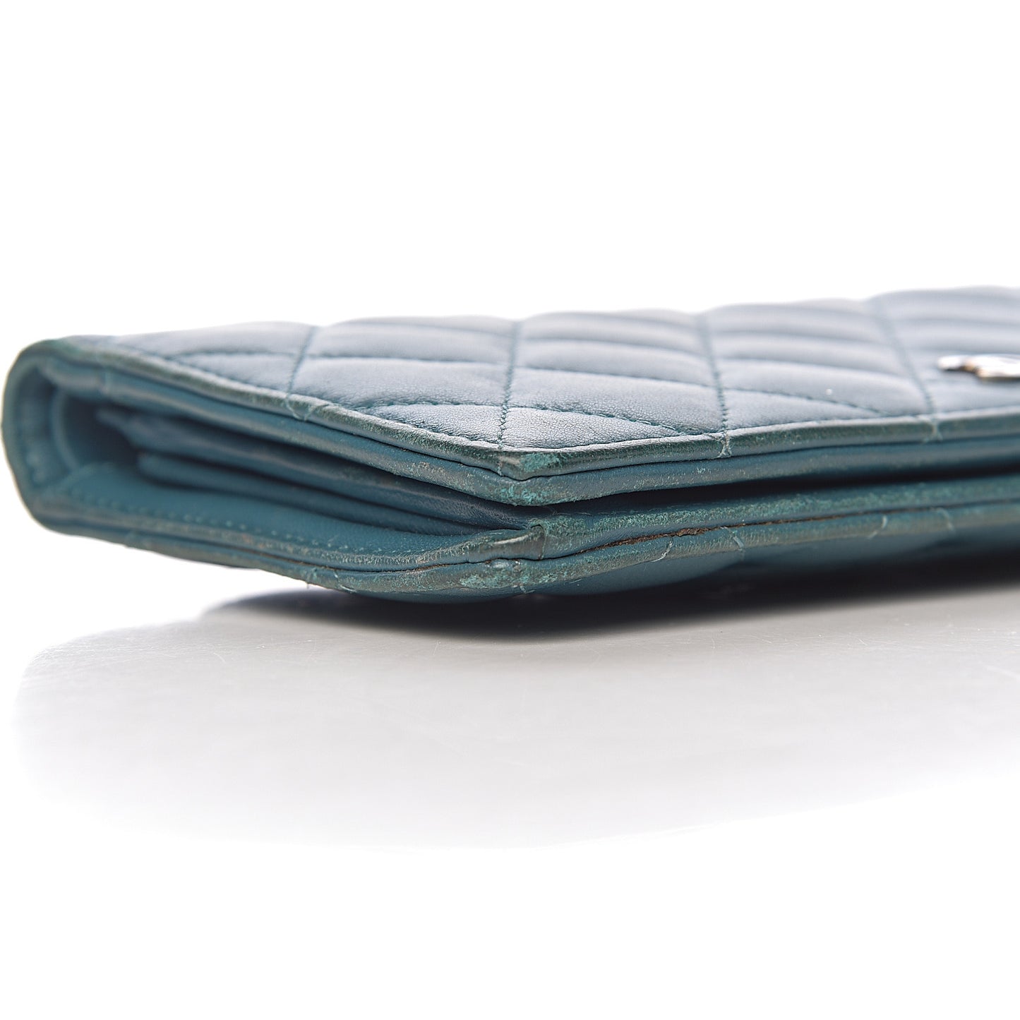 Lambskin Quilted Yen Wallet Blue