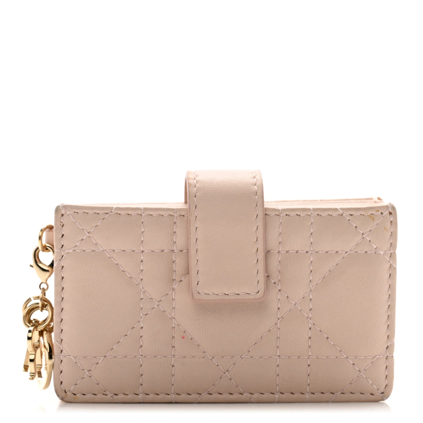Lambskin Cannage Lady Dior 5-Gusset Card Holder Light Pink