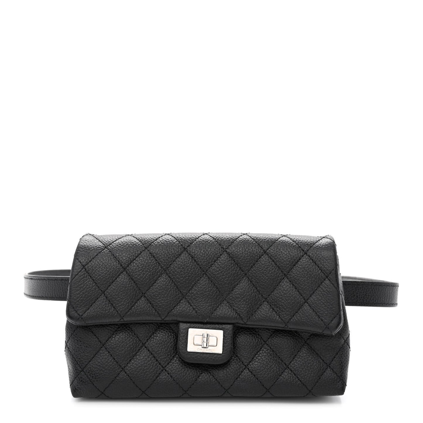 Grained Calfskin Quilted 2.55 Reissue Flap Belt Bag Clutch Black