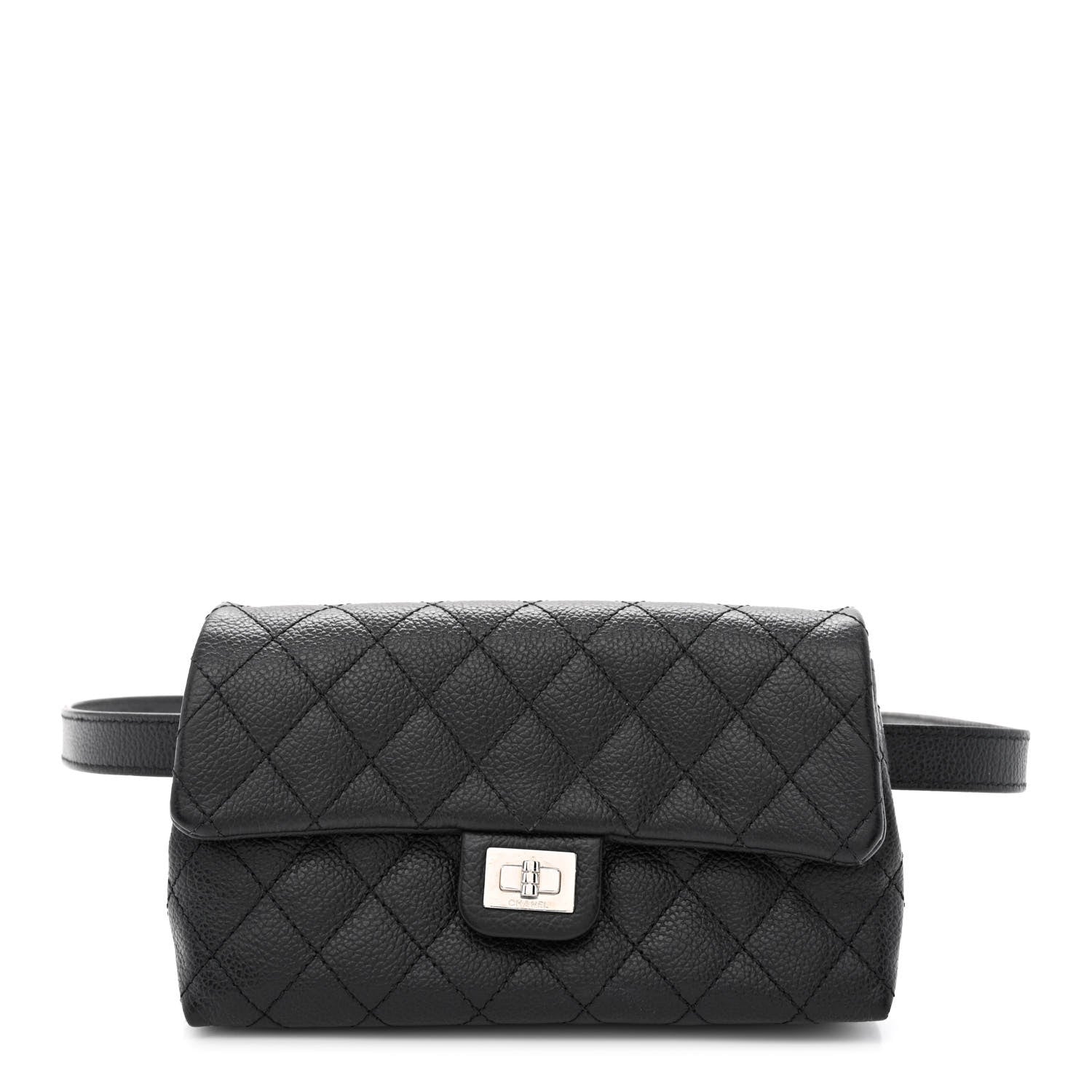 Chanel Grained Calfskin Quilted 2.55 Reissue Flap Belt Bag Clutch Black 1 of 11