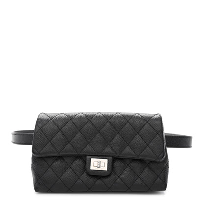 Chanel Grained Calfskin Quilted 2.55 Reissue Flap Belt Bag Clutch Black 1 of 11