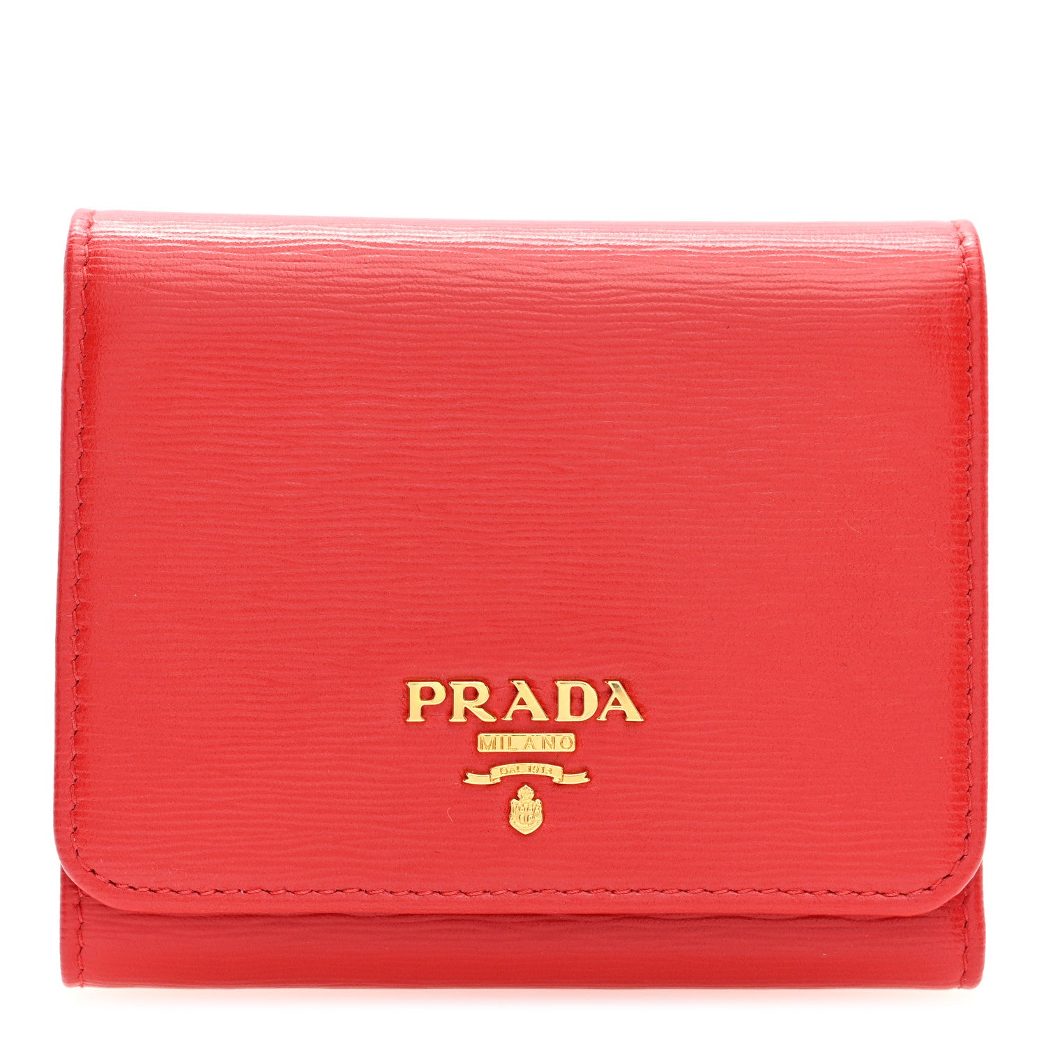Prada Vitello Move Tri-Fold Compact Wallet Black Lacca Lacca 1 of 7