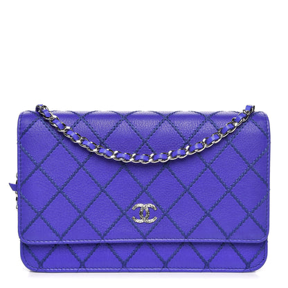 Chanel Calfskin Quilted Fancy CC Wallet On Chain WOC Blue 1 of 9