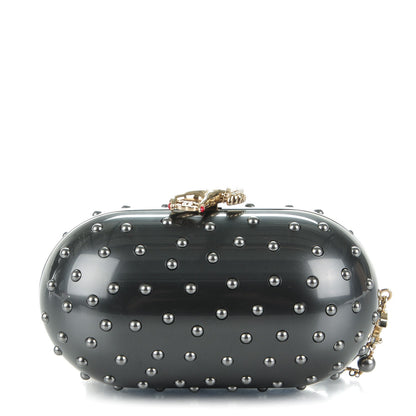 Chanel Resin Crystal Pearl Clutch Dark Grey 1 of 10