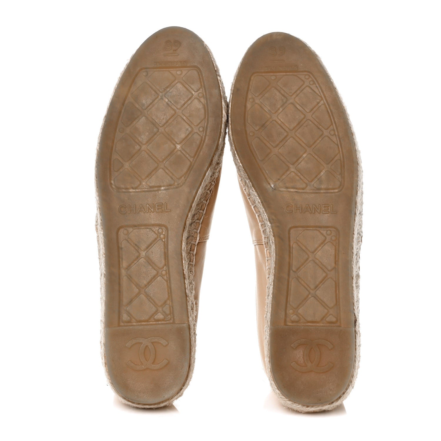 Chanel Lambskin CC Espadrilles 39 Beige Black 5 of 9