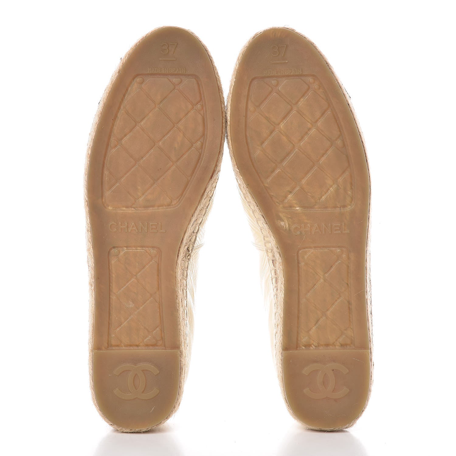 Chanel Metallic Calfskin Grosgrain CC Espadrilles 37 Ivory Black 5 of 12