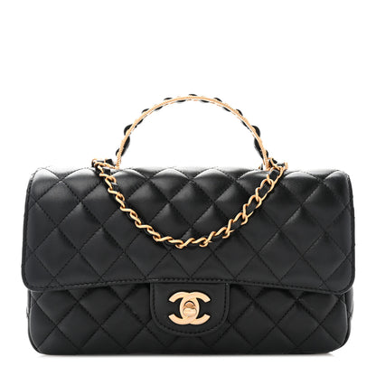 Chanel Lambskin Quilted Small Metal Top Handle Flap Black 1 of 10
