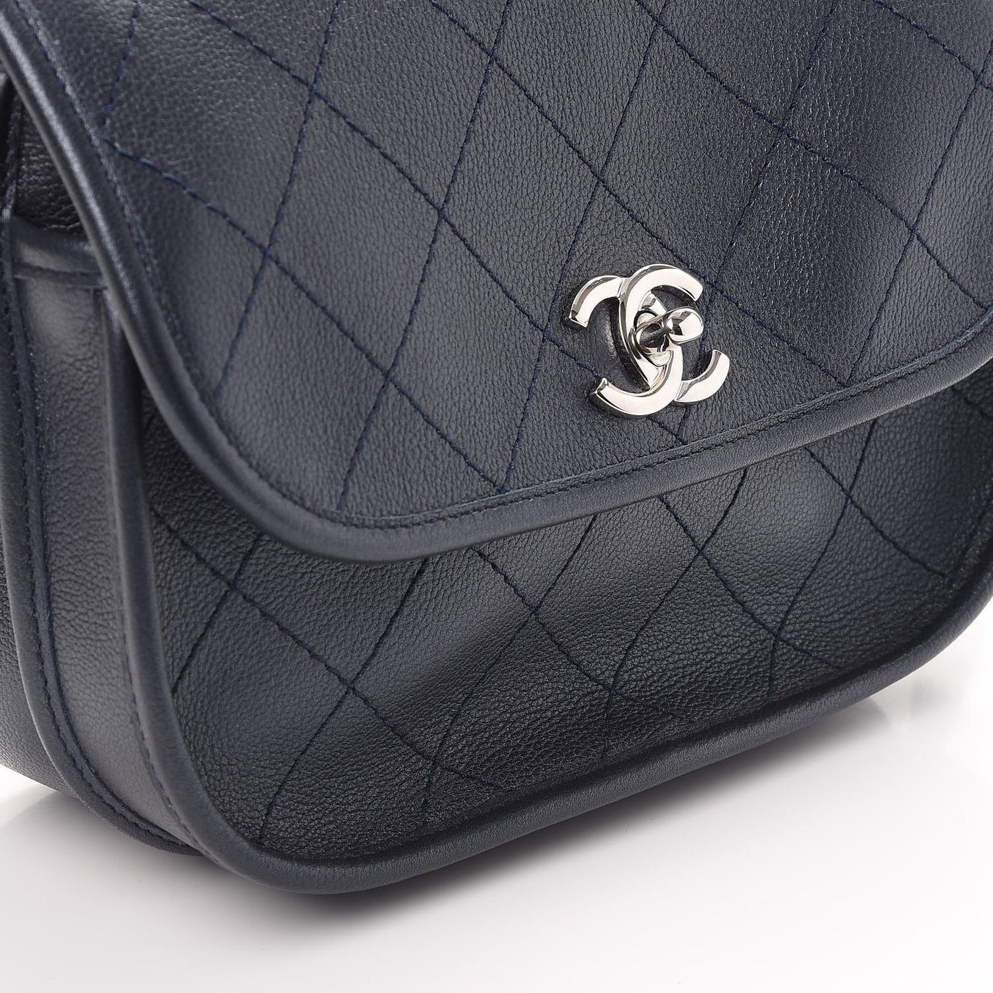 Metallic Calfskin Quilted Jungle Stroll Messenger Bag Navy