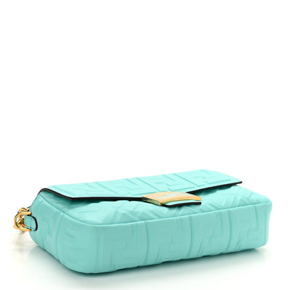 Fendi Nappa FF 1974 Embossed Baguette Spring Turquoise 4 of 10