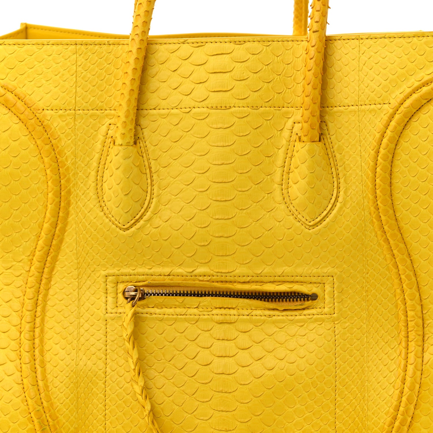 Celine Snakeskin Medium Phantom Luggage Yellow 8 of 10