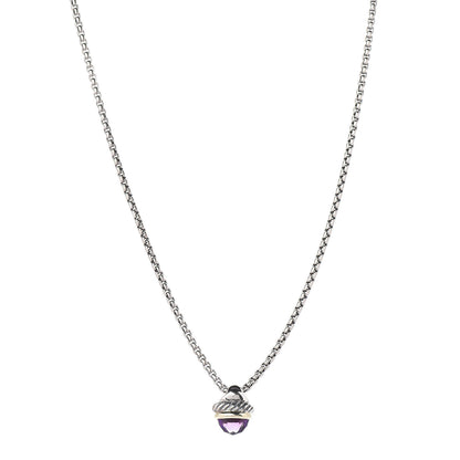 David Yurman Sterling Silver 14K Yellow Gold Amethyst 10mm Acorn Pendant Necklace 1 of 6