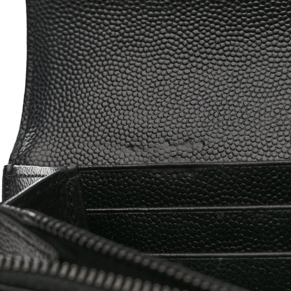 Saint Laurent Grain De Poudre Matelasse Chevron Monogram Flap Wallet Black 9 of 9