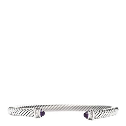 David Yurman Sterling Silver Diamond Amethyst 5mm Cable Classics Bracelet 1 of 3